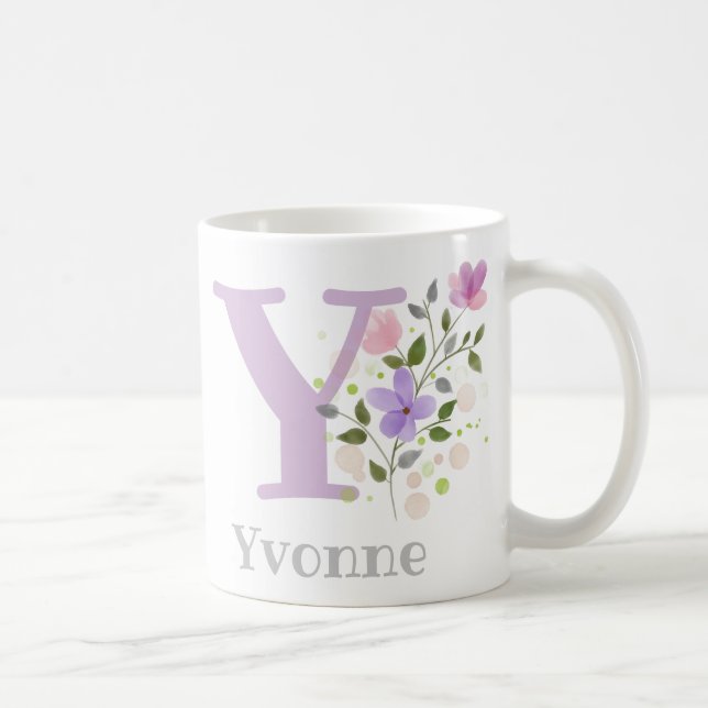 Monogram Bokstav Y & Kristet Namn Kaffemugg (Höger)
