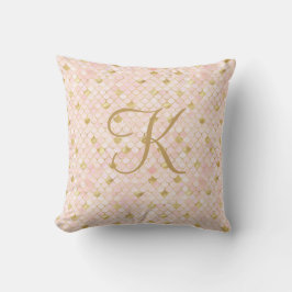 Monogram Bokstavsstil Roséguld Fjäll Glans Kudde