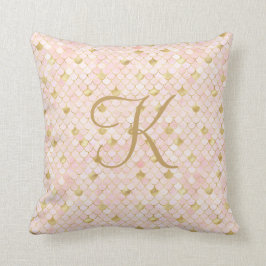 Monogram Bokstavsstil Roséguld Fjäll Glans Kudde