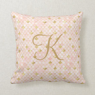 Monogram Bokstavsstil Roséguld Fjäll Glans Kudde