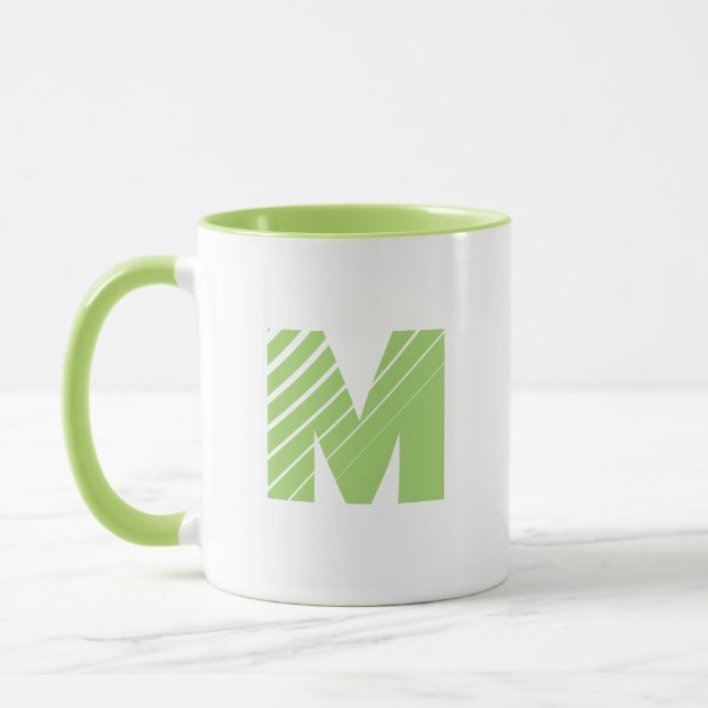 Monogram Bold Modern Lime Green White Mug Mugg (Vänster)