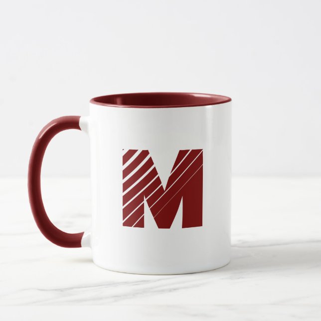 Monogram Bold Modern Maroon White Mug Mugg (Vänster)