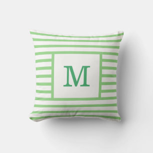 Monogram bomull grönt och vit Rand Anpassningsbar Kudde