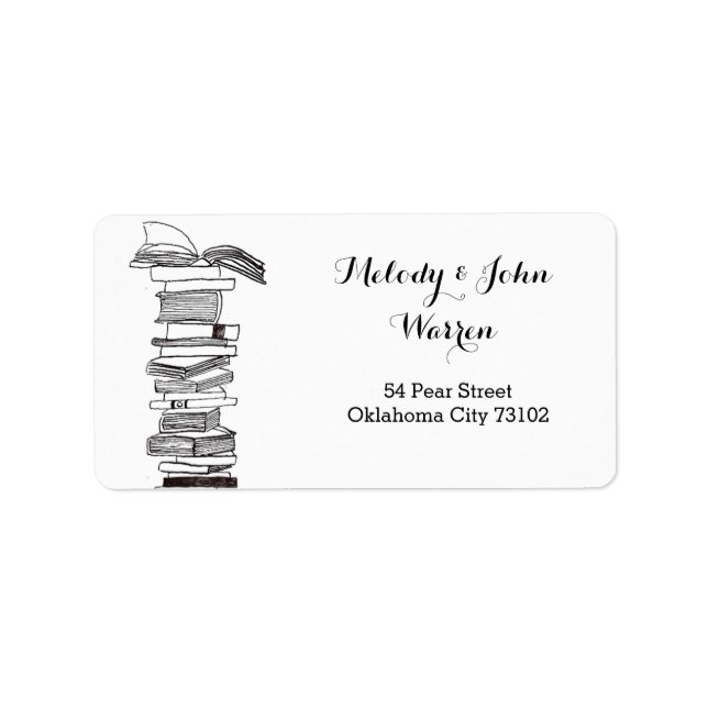 Monogram Booklover Business Address Label Adressetikett (Framsidan)