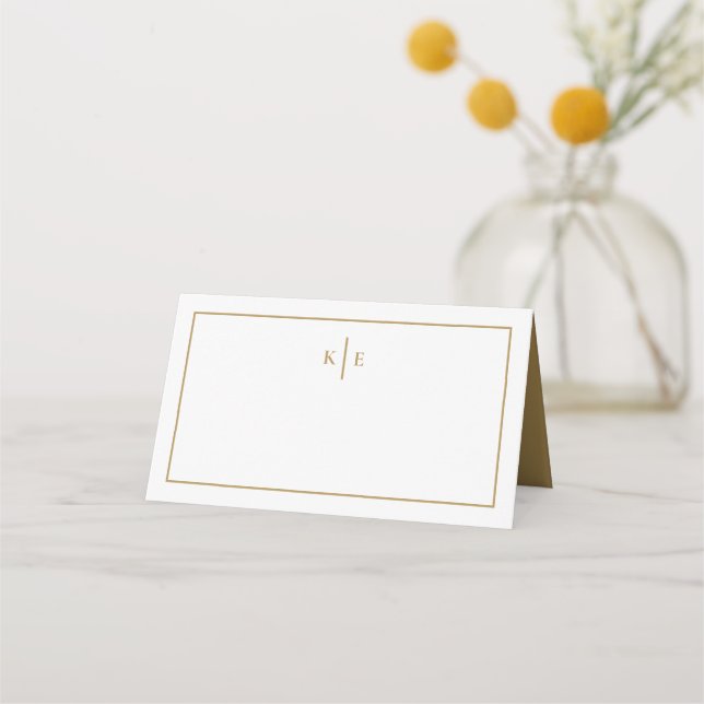 Monogram Bord-platskort för guld Placeringskort (Framsida)