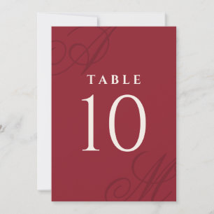 Monogram-Bordsnummer för Cranberry Red Elegant