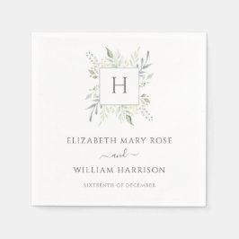 Monogram Botanical Bröllop Pappersservett