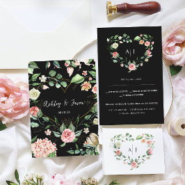 Monogram | Botanisk Blommigt Heart-Bröllop OSA Meddelande