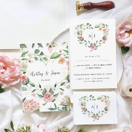 Monogram | Botanisk Blommigt Heart-Bröllop OSA Meddelande