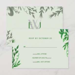 Monogram Botanisk Grönska Bröllop RSVP Inbjudningar