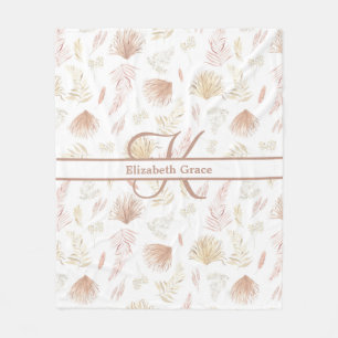 Monogram Botanisk Roséguld Neutral Terrakotta Fleecefilt
