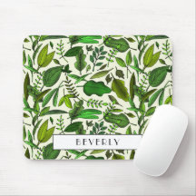Monogram Botaniska Grönten Löven Mönster