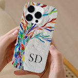 Monogram botaniskt<br><div class="desc">Den här snyggtens telefonfodral dekoreras med ett färgstarkt mosaiskt träd på grått-bakgrund. Det är lätt att anpassade med ditt monogram. Original Mosaic © Michele Davies.</div>