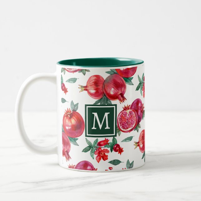 Monogram botaniskt granat Mugg (Vänster)