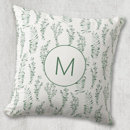 Monogram botaniskt vattenfärgen Greenery Löv Kudde