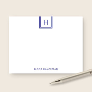 Monogram Box Minimalistisk Marinblå Brevpapper Anteckningskort