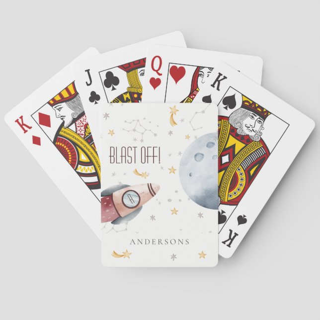 Monogram Boys i Cute Rymden Starry Planets Casinokort (Baksidan)