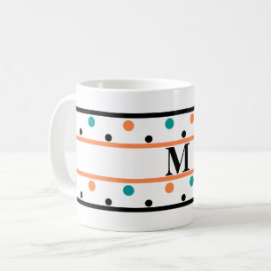 Monogram Bränd Orange Teal Grönt Polka dots Kaffemugg