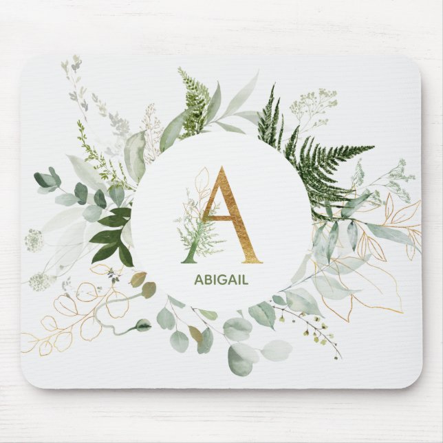 Monogram Brev A Fern & Succulous Mouse Pad Musmatta (Framsidan)
