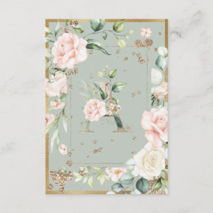 Monogram Brev A Grönt Blommigt Elegant Vattenfärg Tack Kort