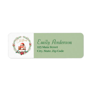 Monogram Brev A Julfrand w/ Jultomten Returadress Etikett