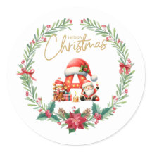 Monogram brev A, julfransar med Jultomten