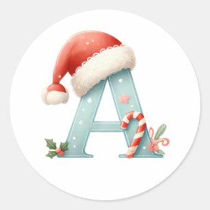 Monogram brev A, jultomteskåran Runt Klistermärke