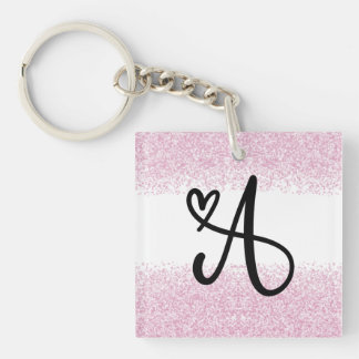 Monogram brev A med borstad rosa glitter