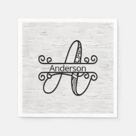 Monogram Brev A med familjen Namn Pappersservett