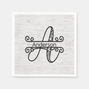 Monogram Brev A med familjen Namn Pappersservett