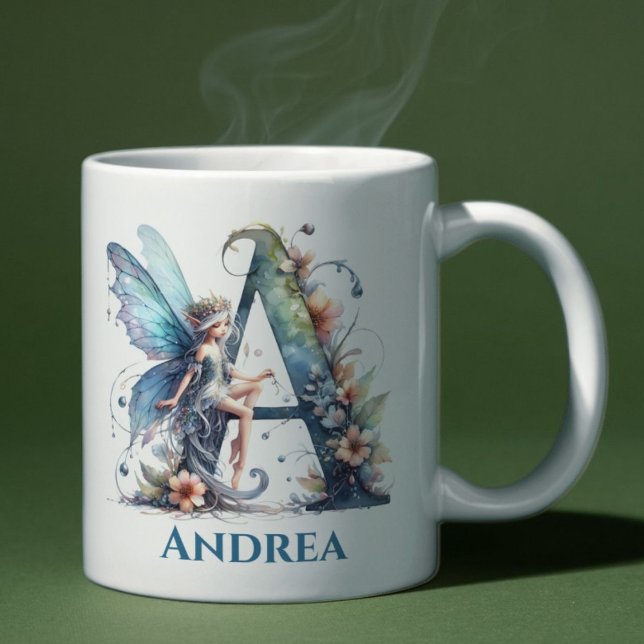 Monogram Brev A med Namn Fairy Kaffemugg (Skapare uppladdad)