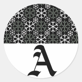 Monogram Brev A Snöflingor-sticker Runt Klistermärke