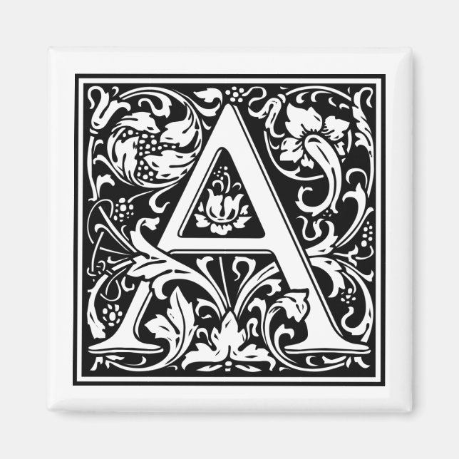 Monogram Brev A William Morris Stil Magnet (Framsidan)