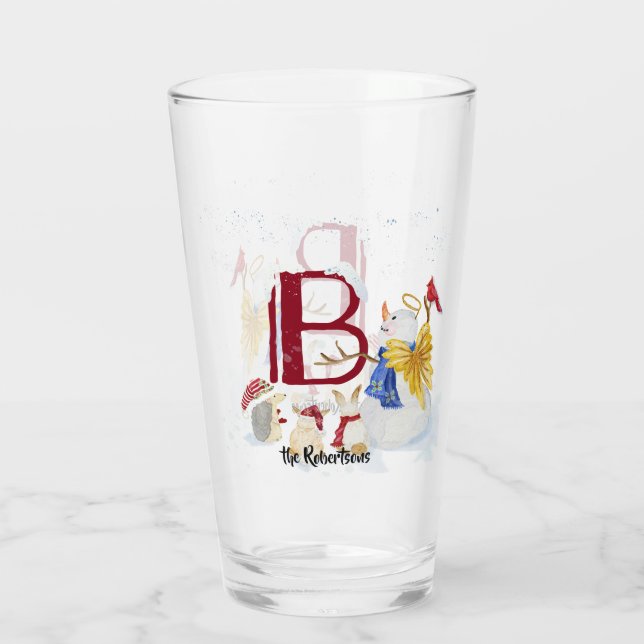 Monogram Brev B Angel Snögubbe God jul Glaskopp (Baksida)
