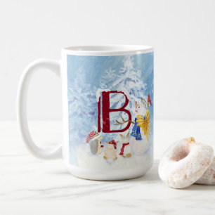 Monogram Brev B Angel Snögubbe God jul Kaffemugg