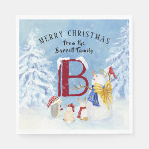 Monogram Brev B Angel Snögubbe God jul Pappersservett