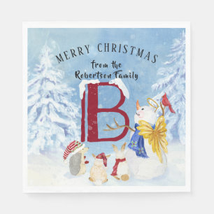 Monogram Brev B Angel Snögubbe God jul Pappersservett