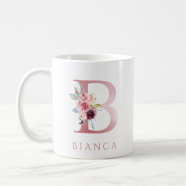 Monogram Brev B Blommigt Watercolor Coffee Mugg