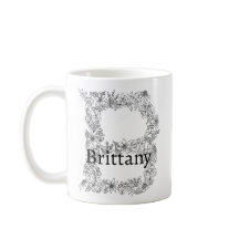 Monogram Brev B Botanisk Blommigt Black White