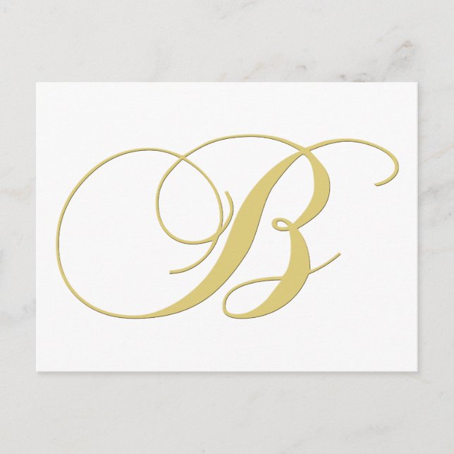Monogram Brev B Golden Single Vykort (Framsida)