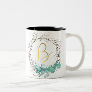 Monogram brev B i utandning Två-Tonad Mugg