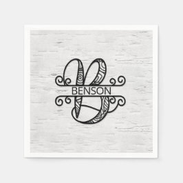 Monogram Brev B med familjen Namn Pappersservett
