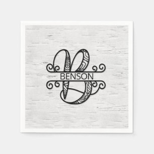 Monogram Brev B med familjen Namn Pappersservett