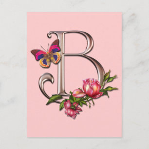 MONOGRAM BREV B MED ROSOR OCH BUTTRYCKLIGEN VYKORT