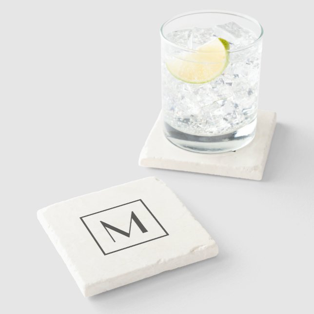 Monogram Brev Black White Modern Minimal Stenunderlägg (Sidan)