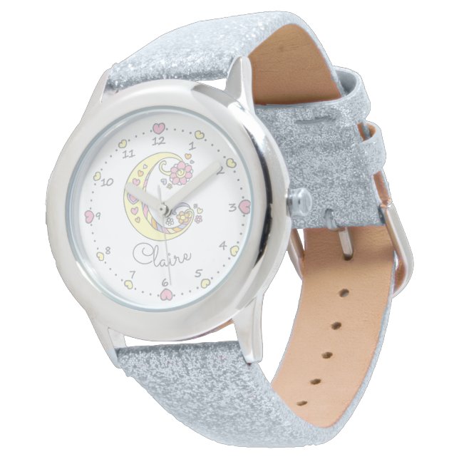 Monogram brev C doodle-hjärtflickor claire anpassn Armbandsur (Vinklad)