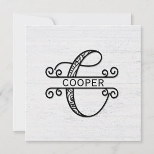 Monogram Brev C med familjen Namn Anteckningskort