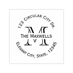 Monogram Brev Circle Adress Frimärke Självfärgande Stämpel