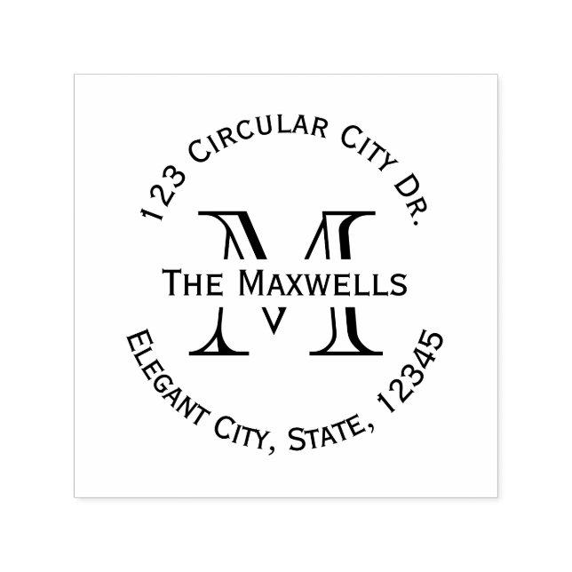 Monogram Brev Circle Adress Frimärke Självfärgande Stämpel (Design)