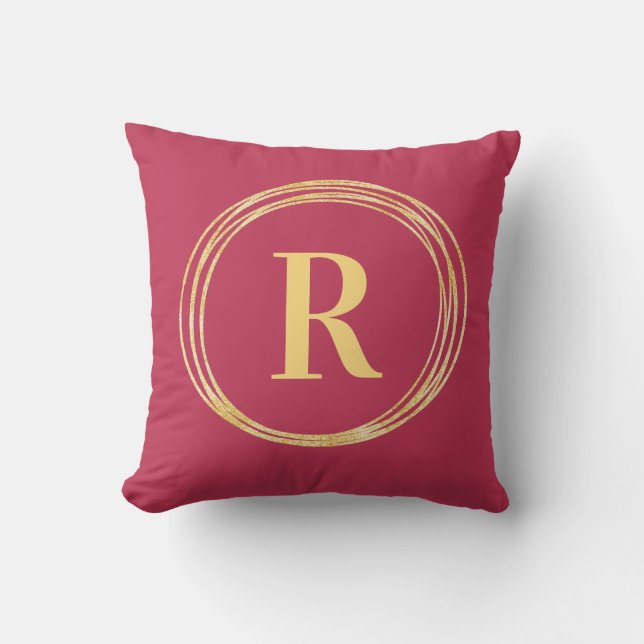 Monogram Brev-cirklerna i Shock rosa Kudde (Framsida)